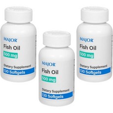 MAJOR Fish Oil 500mg Softgels - Omega-3 Fish Oil Supplement - Dietary Supplement - 130 Count (3 Pa, 130 Count (Pack of 3)