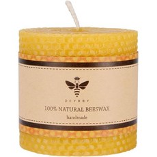 밀랍 기둥 양초 3종 세트 선물용 수제 순수 압연 2x3.3인치, Yellow, 3*3 in