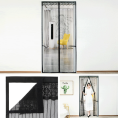 여름 현관문 설치 모기 방충망 해충 유입차단 자석 모기장 100x210cm 블랙