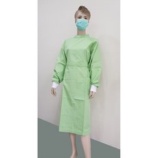 萊亞生活館 反穿式隔離衣 居家防護用T/S材質 台灣製 反穿式 隔離衣 有口袋款 托嬰中心 長照 居家照護 領口加高, 蘋果綠, 1件