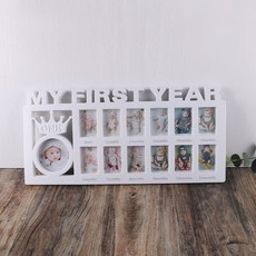 연온룸 시간을 선물해주다 열두달의 기록 아기 성장액자 화이트, 왕관