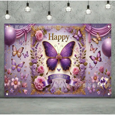 아라홍스 생일축하 파티용품 생일가랜드 생일이벤트 3D 생일현수막, 라일락나비