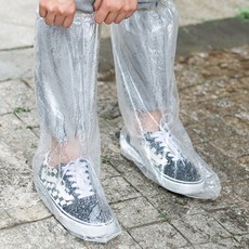 야외용 비오는날 신발커버 투명 무릎형 방수, 1개, 블루 5쌍