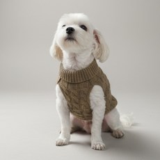 퐁듀펫 강아지 옷 반폴라 꽈배기 니트, 1개, 그레이