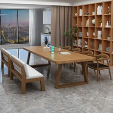 거실공부테이블 나무 식탁 테이블 원목 반달 책상 인테리어, U. 벤치 120x60x45