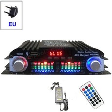 블루투스 오디오 음향 앰프 미니 디지털 HiFi 사운드 4 채널 1600W 피크 전력 가라오케 플레이어 FM 라디오 지원 원격 제어, With EU Plug Power, 1개