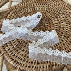 CRT 046 탐나요 레이스 원단 부자재 망사 자수 패브릭 밴드 의류 포인트 천, 1개, 화이트세송이720cm