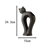 세라믹 꽃병 장식품 심플 꽃꽂이 홈 오피스 거실 장식 화이트 도자기, 3. Big Head Cat Black L