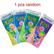 클래식 기어 Spirograph 드로잉 세트 기하학적 그림 스텐실 눈금자 스크래치 무지개 종이 크리 티브 교육, 02 1pcs random