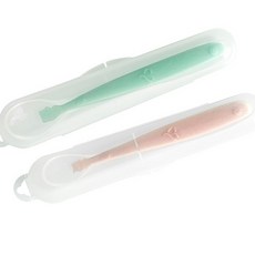 DFMEI 嬰幼兒食品級硅膠勺子兒童硅膠軟勺湯勺寶寶輔食餵養餐具輔食勺子, 1個, 收納盒:如圖