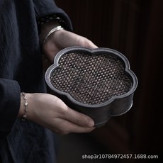 貓嶼 高端古錫壺承 家用儲水幹泡盤 旅行蓄水茶海 辦公室金屬小茶盤幹泡臺, 聚寶, 1個