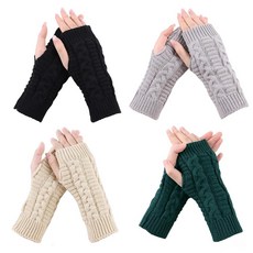 Lcaiualu 여성용 니트 핑거리스 장갑 4쌍 겨울용 엄지손가락 구멍 손목 워머 남성용 크로셰 암 핸드 장갑 4pcs-e 324917, Lcaiualu 여성용 니트 핑거리스 장갑 4쌍, 겨울