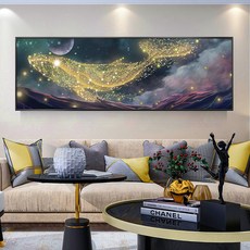 禪緣香舍 貼鑽十字繡2024新款北歐客廳夢幻鯨魚鑽石繡現代點鑽石畵滿鑽床頭, 1個, 優質滿鑽【不帶框120x50cm】