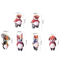 시바견 뱃살 스티커 슬랑이 말랑이, 3 사이즈 큰 배, 1개