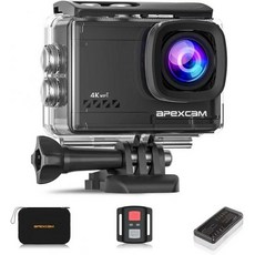 에이펙스캠 4K 60FPS 64MP EIS 와이파이 액션 카메라 64GB 메모리 카드 방수 수중 40미터 스포츠 2.0인치 LCD 2.4G 원격 제어 1350mAh 배터리 2개, M80AIR