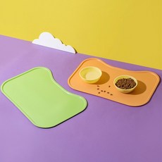 PET 고양이 강아지 식기매트 실리콘매트 애견 논슬립매트 흘림방지, 02컬러 식기매트-주황