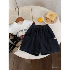 兒童牛仔褲韓版新款百搭中小童男童休閒夏季女童大口袋軟牛仔短褲