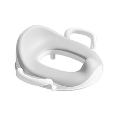 兒童馬桶坐便圈 韓風PU坐墊 扶手設計 防濺尿 柔軟舒適, 灰白