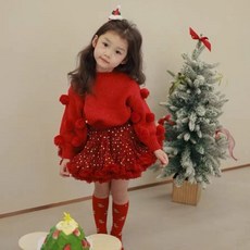 秋冬新款韓版女童聖誕寶寶紅色新年毛衣針織衫兒童加厚套頭上衣