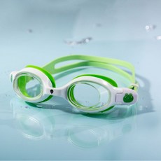 귀여운 캐릭터 청소년 수경 안티포그 고화질 렌즈 UV 차단 프로 수영 고글(수영 초보자용 패션블 귀여움), 잔디 녹색