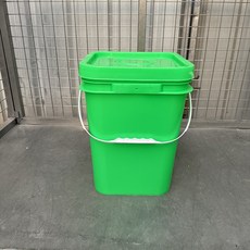 新品 發票含稅方形塑料桶帶蓋四方桶5/6/12/20/25陞大桶垃圾桶加厚全新料包裝桶釣魚桶食品級方形帶蓋水桶, 20陞綠方桶塑料提手, 1個