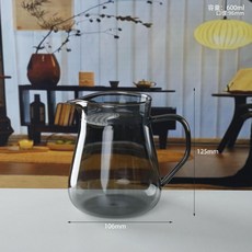600ml 玻璃茶壺 大容量, 透黑色, 1套