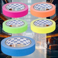 마스킹테이프 형광 바닥라인 24mmx12.5yard 표시선테 바닥표시테이프 라인마킹테이프 영화소품 띠테이프 마킹테이프, 옐로우