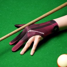 桌球臺球手套專業男女通用露指斯諾克比賽專用防滑薄款三指高彈, 檯球全指黑紅【左手單只】, 1個