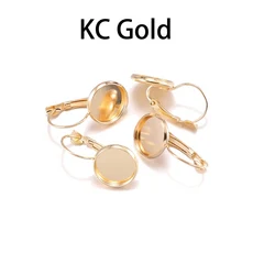 라운드 도금 카보 숑 카메오 트레이 설정 귀걸이 프랑스 레버 백 보석 용품 8 10 12 14 16 18 20 25 mm, 02 25mm x 10pcs, 04 KC Gold