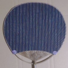 土布麵竹蒲扇團扇竹芭蕉扇仿古典夏季圓文手老工藝古典紙傳統扇子, 1個, 藏青條紋竹布團扇, 藏青條紋竹布團扇