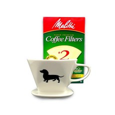 Simply 참ed Melitta 필터 40개가 있는 세라믹 푸어 오버 커피 메이커 - 풍부한 브루드 커피를 위한 우아한 1인용 드리퍼 베이스 치수 10.2cm(4인치) 높이, 닥스훈트_145667