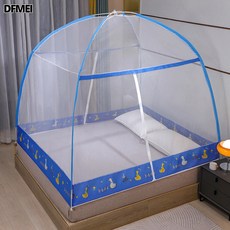 DFMEI 新款免安裝兒童防摔蚊帳家用臥室蒙古包嬰兒防止掉落防蚊蚊帳, 1個, 免按裝蒙古包蚊帳錦之快樂鴨鴨:120*200*150cm