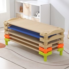 幼兒園網布床兒童單人午睡床 早教托育專用便攜式塑料疊疊摺疊床, 配套萬向輪,140x58x14cm