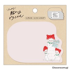 莫莫日貨日本製 HISAGO x TOCOROCOMUGI 貓咪造型便利貼 軋型彩色N次貼 (共四款), 1個, 03.草莓貓咪 UTN318