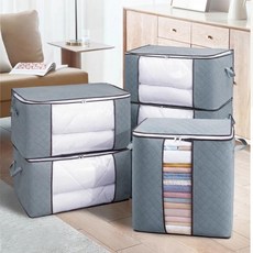 다용도 부직포 이불 옷 의류 소품 정리함, 그레이 대형, 1개
