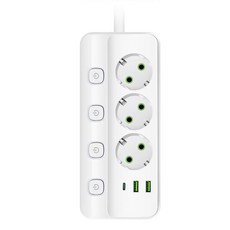 멀티탭 3구 개별 스위치 + USB 2포트 + TYPE-C 1포트 16A 2500W, 1개, 화이트, 1.9m 1개, 화이트, 1.9m