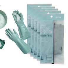 코멕스 면코팅 고무장갑, 민트, 대(L), 5개