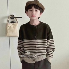 女童秋裝男童針織開衫2025春秋兒童新款毛衣中小童條紋時尚外套潮