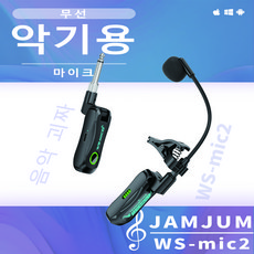 JAMJUM WS-mic2 2.4G 무선 악기용 마이크 색소폰 플룻 바이올린 기타 호환 30m 전송 15시간 배터리 노이즈 캔슬링, 1개