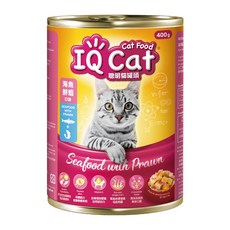 IQ Cat 聰明貓罐頭 單罐 貓罐頭 大貓糧, 海魚鮮蝦, 400g, 1罐