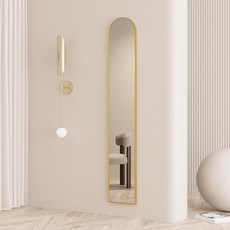 좁은공간 원형 타원형 긴거울 벽걸이 전신거울 거울 슬림 대형 스탠드 인테리어 전신 아치형, 1. 아니요, 6. 140x30 황금 도어 HD 방폭