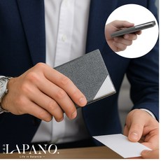 [얇고 가벼운]라파노 자석형 남녀공용 고급 메탈 명함 지갑, 1개, 모던 그레이