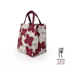 BISHU 尾州織 茱萸花朵朵開便當袋手提袋-紅, 1個, 包, 紅