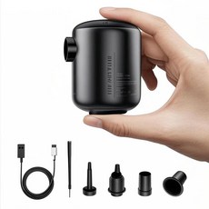 카카로 휴대용 소형 무선 에어펌프 캠핑용 전동 공기주입기 튜브 바람주입기, 블랙, 1개