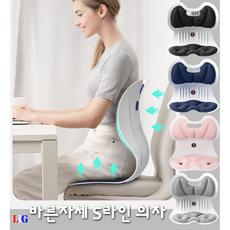 LiG 바른자세 S라인 보정 쿠션 의자 차량 방석 자동차 보조시트 차량허리쿠션 업무용 쿠션 운전용 방석의자 학생용 바른자세의자, 블루, 자세교정, 1개