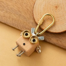 朋克風 機器人 鑰匙扣 吊飾 美人魚 掛件, 1個, 櫸木小黃人款式二