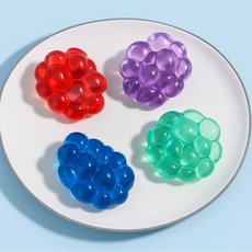 빌리네집 스톤 말랑이 4종 세트 스트레스 볼 구슬 장난감 해소 스퀴시, 1개, 퍼플+블루+그린+레드