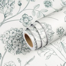 Livelynine Sage Green Floral Wallpaper Peel and Stick Vintage Contact Paper Drawer Liner Removable, Livelynine Sage Green Floral W, Cottage Floral