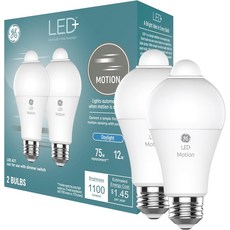 GE LED+ 모션 센서 LED 전구 12W 실외 등 일광 A212팩, 2 Bulbs, Daylight