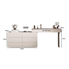 南投出貨 輕奢伸縮梳妝台 收納櫃一體 免安裝梳妝桌, 實木烤漆（妝台+單櫃120）,桌子80CM